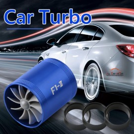 F1-Z Double Turbine Turbo Charger Gas Fuel Saver Fan Car Supercharger