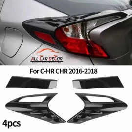 4Pcs Carbon Fiber Style Rear Back Lamp Tail Light Cover Trim for Fit Toyota C-HR 2016-2018